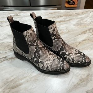 Snake print ankle booties